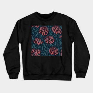 Protea Flower Seamless Pattern | South Africa National Flower | National Sport Symbol | King Protea Crewneck Sweatshirt